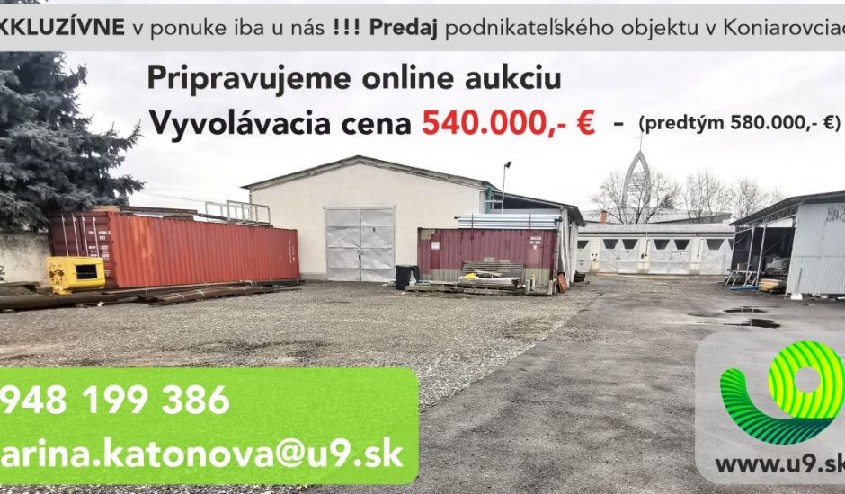 EXKLUZÍVNE v ponuke iba u nás!!! Aukcia podnikateľského objektu v Koniarovciach EXKLUZÍVNE v ponuke iba u nás!!! Aukcia podnikateľského objektu v Koniarovciach