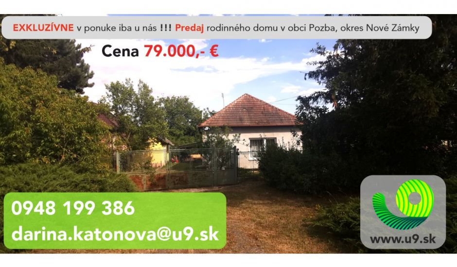 EXKLUZÍVNE v ponuke iba u nás!!! Predaj rodinného domu v obci Pozba EXKLUZÍVNE v ponuke iba u nás!!! Predaj rodinného domu v obci Pozba