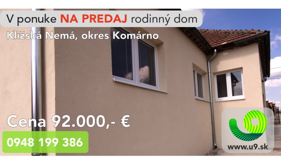 Predaj 3 izb. rekonštruovaného rodinného domu v obci Kližská Nemá